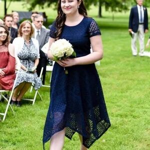 Ronni Nicole Navy Lace Midi Dress Small